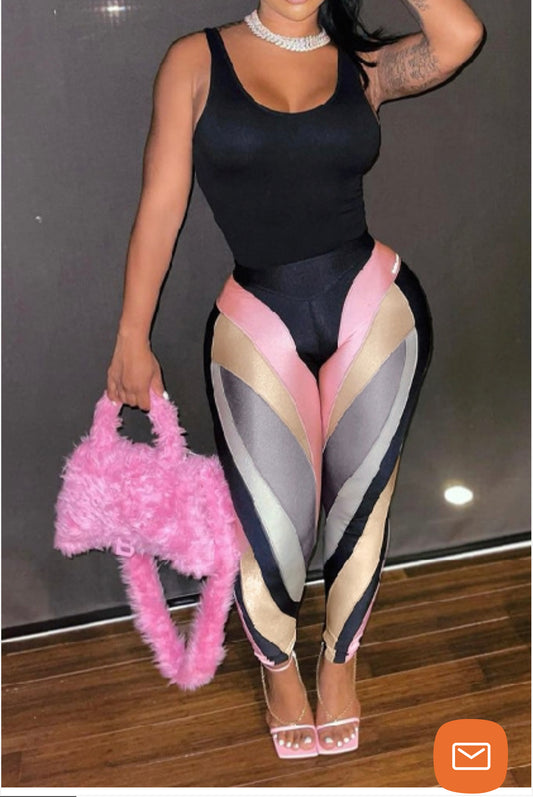 Color Block Mesh Leggings