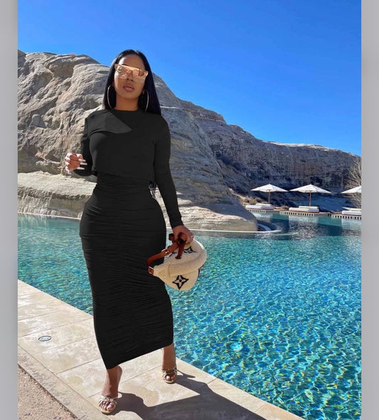 Back to Black Ruched Two Piece Set