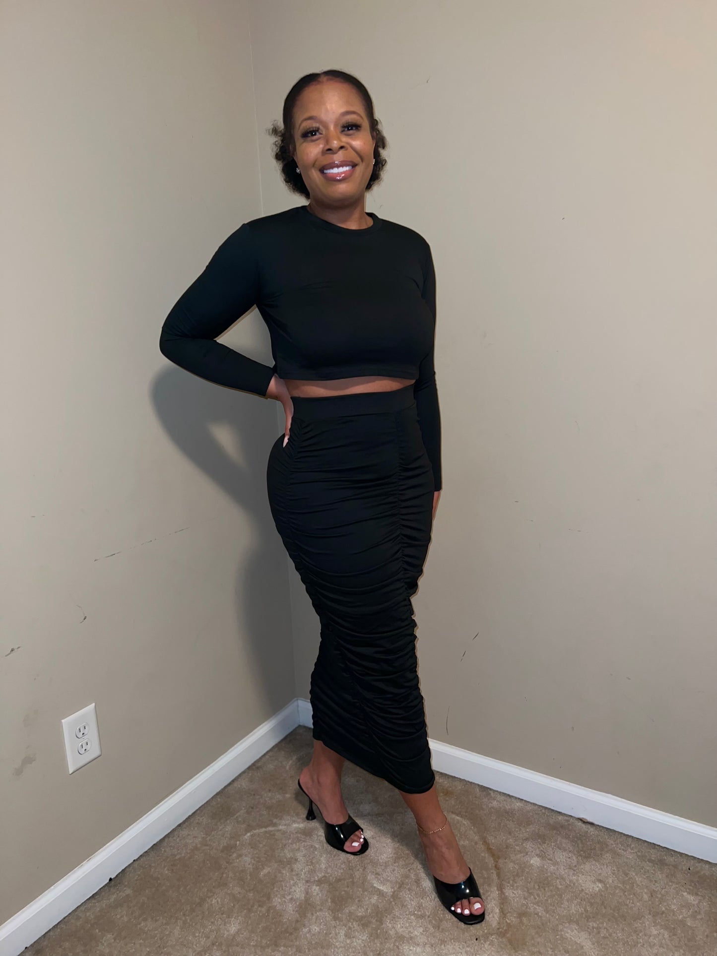 Back to Black Ruched Two Piece Set