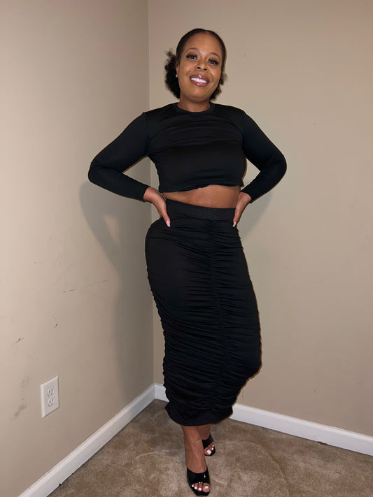 Back to Black Ruched Two Piece Set
